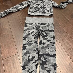 Gray Camouflage Two-Piece Set